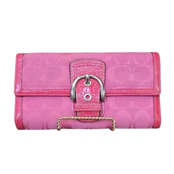 Coach Soho Y2K Early 2000 Peony Pink Buckle- Wallet Signature C - Picture 3 of 8